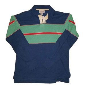 NOS NWT Expressions 80's Vintage Long Sleeve Stripe Polo Medium